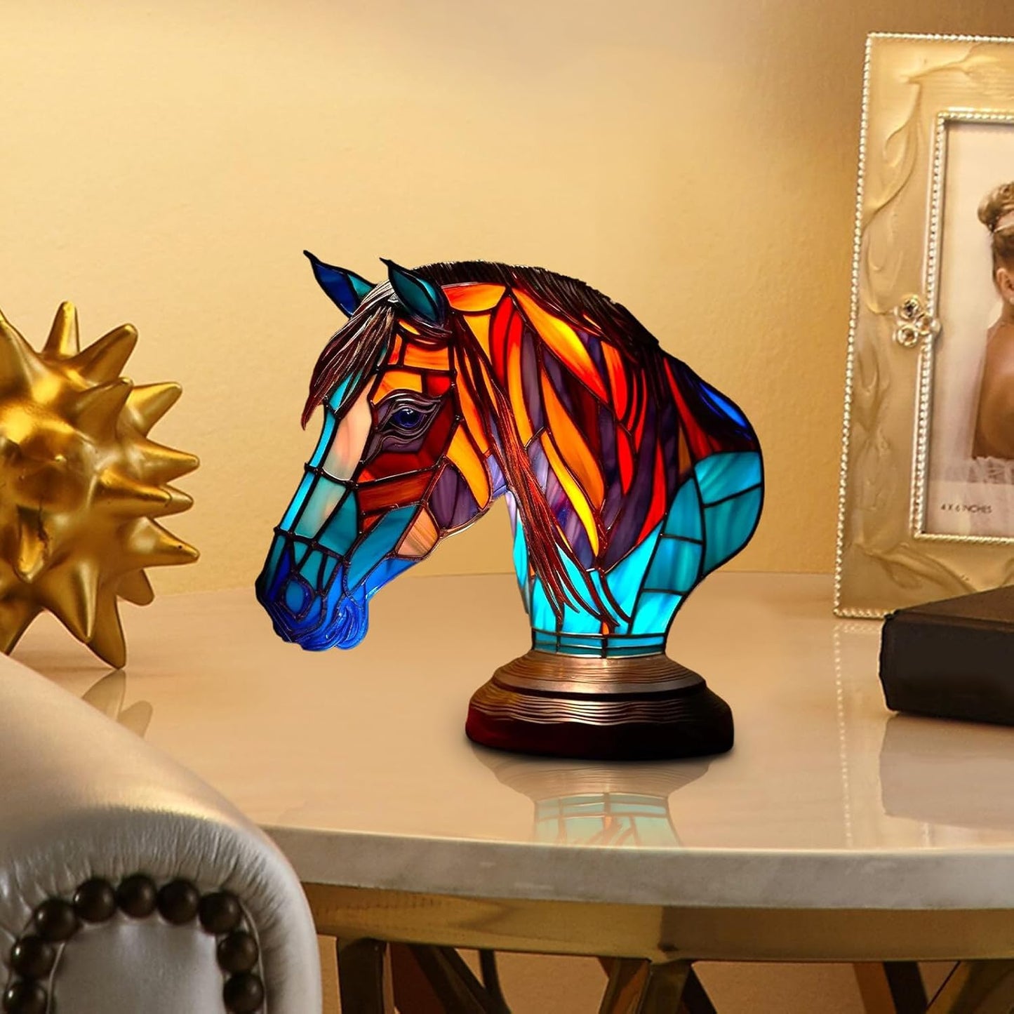 Lampe cheval lumineuse artisanale