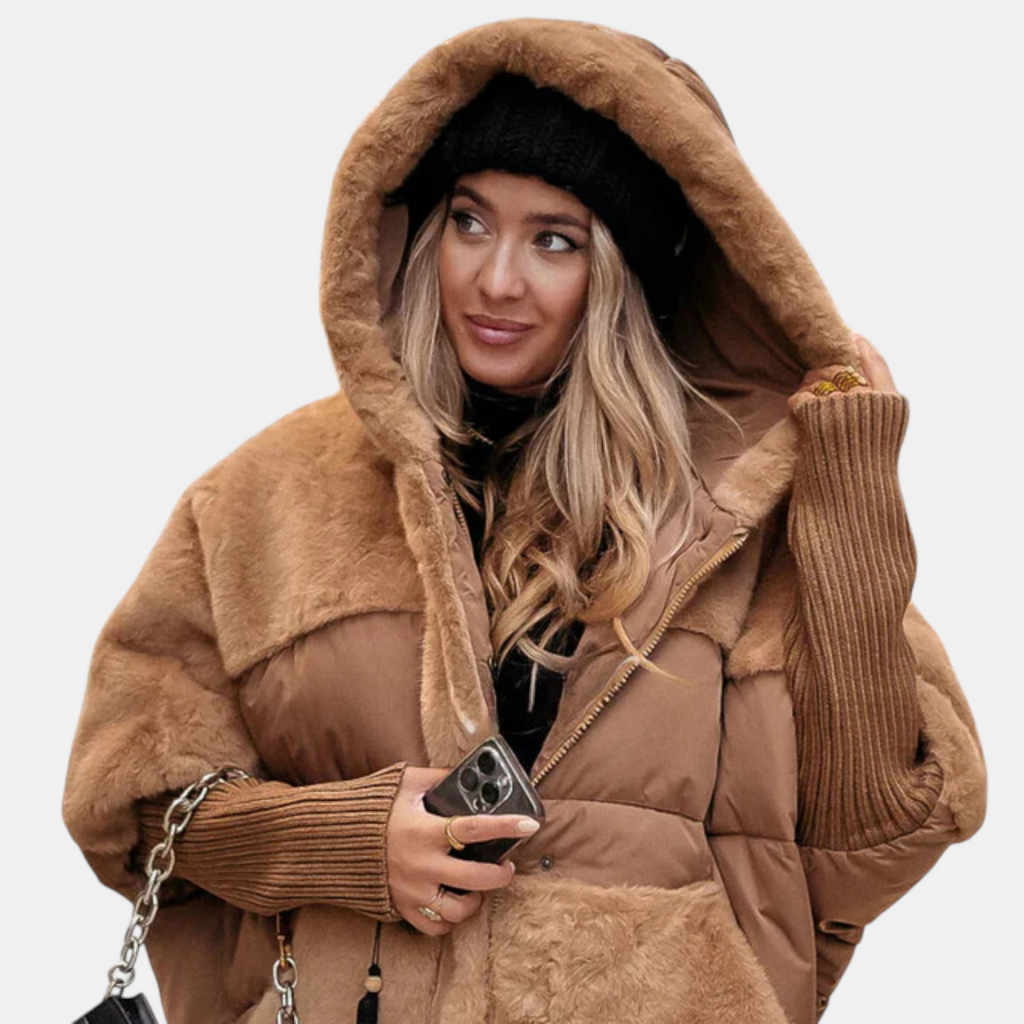 Asia - giacca invernale avvolgente con eco pelliccia