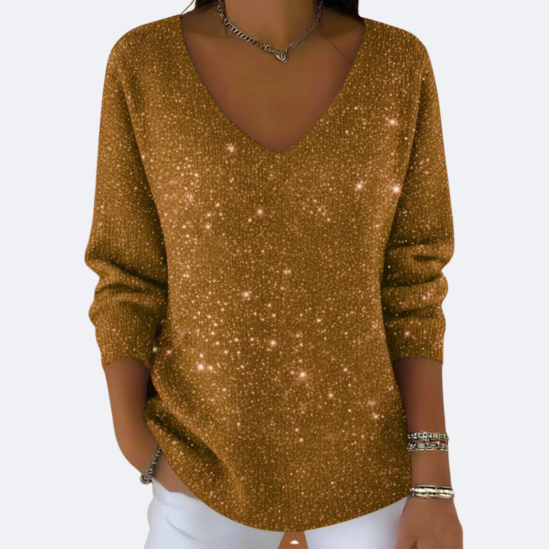 GIULIA - Pull V-Neck Élegant avec Glitter