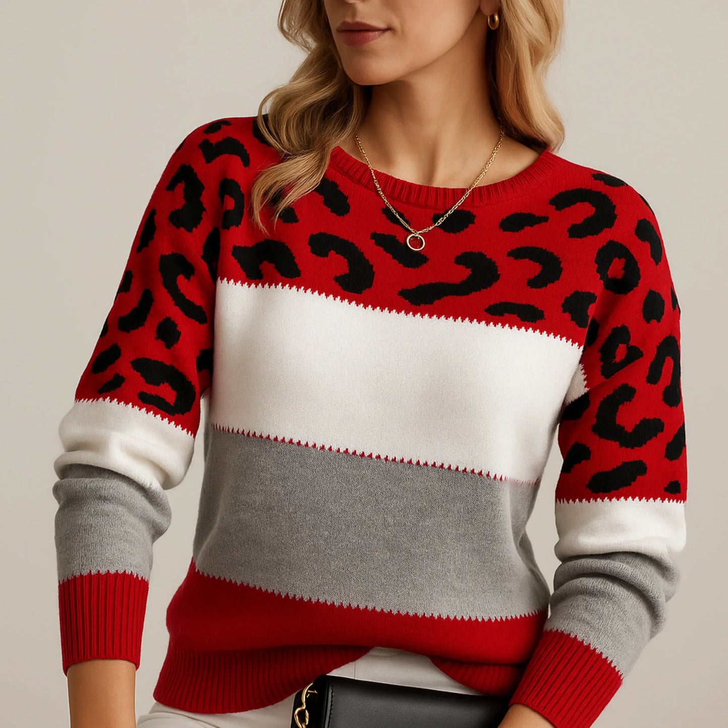 Charlene – Pull Décontracté à Motif Léopard