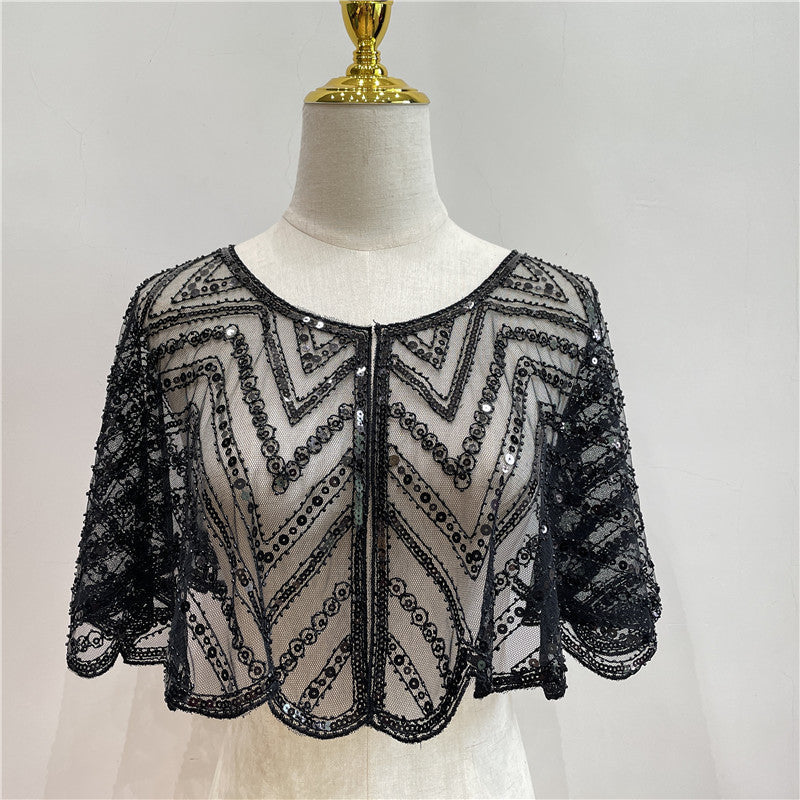 Étole en dentelle vintage avec perles