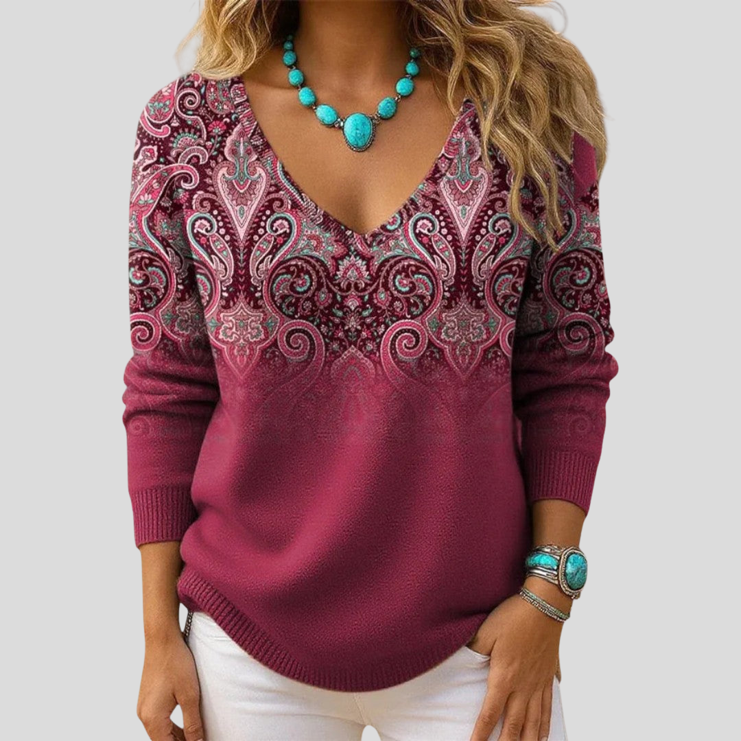 Amelia | Maglia Elegante con Scollo a V e Maniche Lunghe