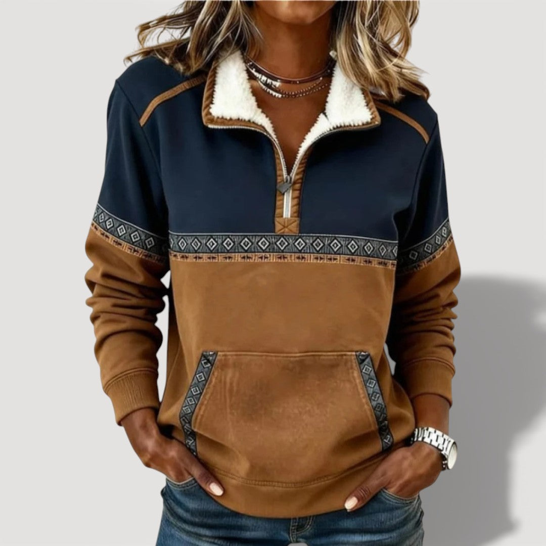 Tiziana - felpa cosy con zip a metà