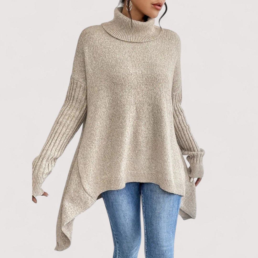 Patricia – Pull à Col Montant Long et Élégant
