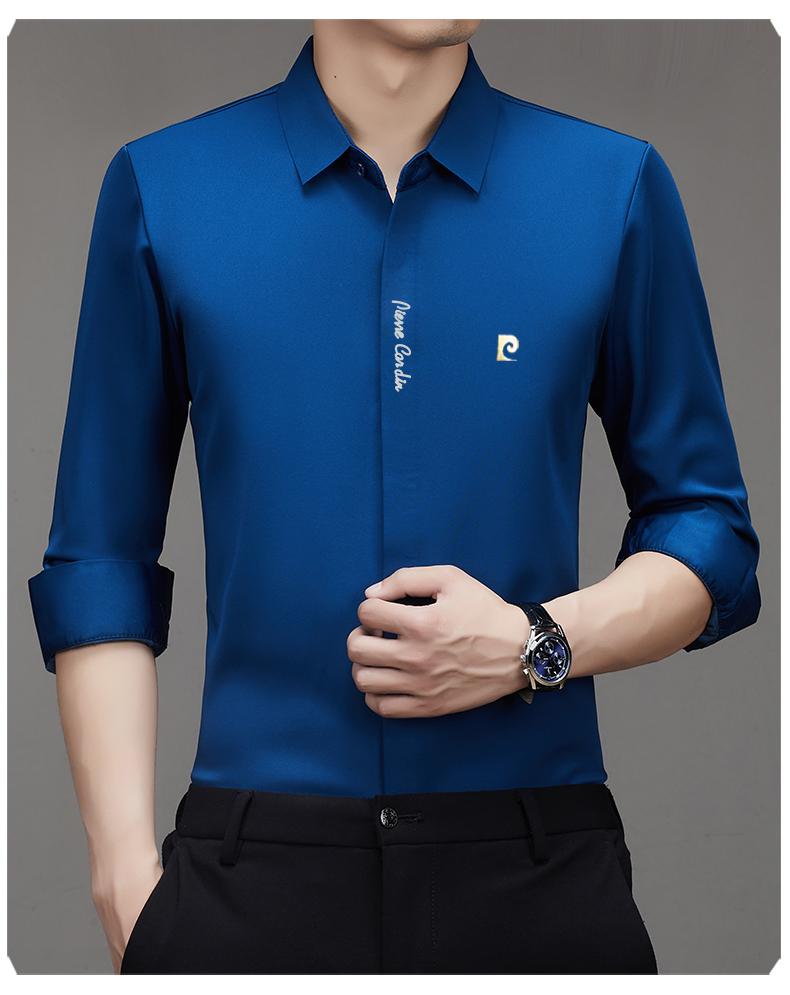 Chemise à manches longues avec patte de boutonnage cachée pour homme