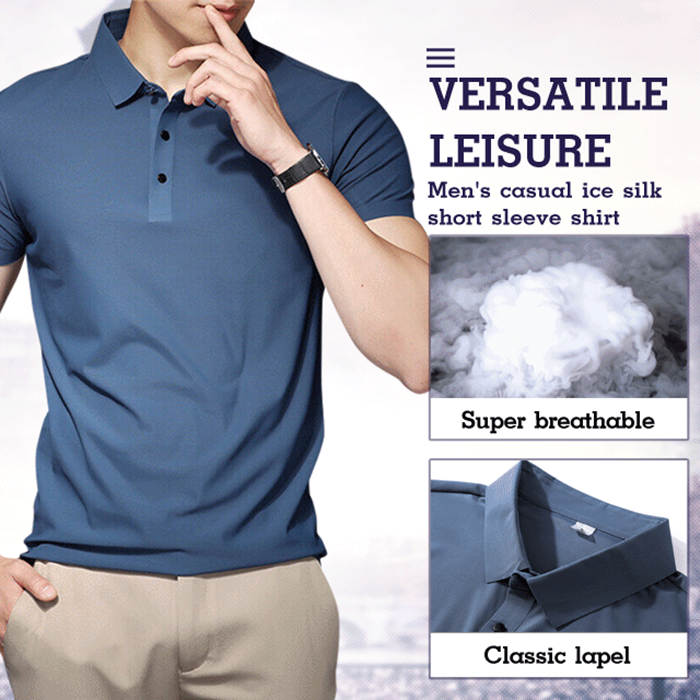 Top à manches courtes en soie glacée pour homme
