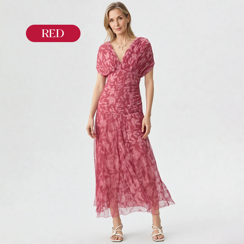 Abito stampato da donna con scollo a V e spalle scoperte