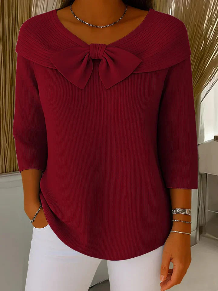 Clara | Pull Élégant avec Nœud en Maille Douce