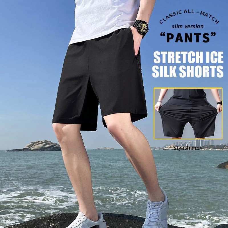 Shorts élastiques en soie glacée grandes tailles pour homme
