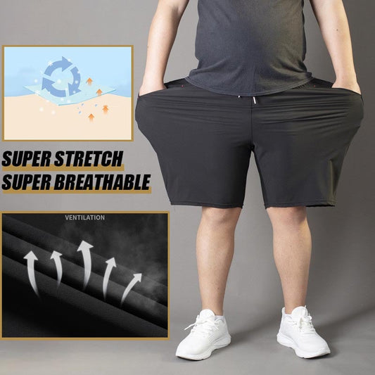 Pantaloncini elasticizzati in seta ghiaccio taglie forti da uomo