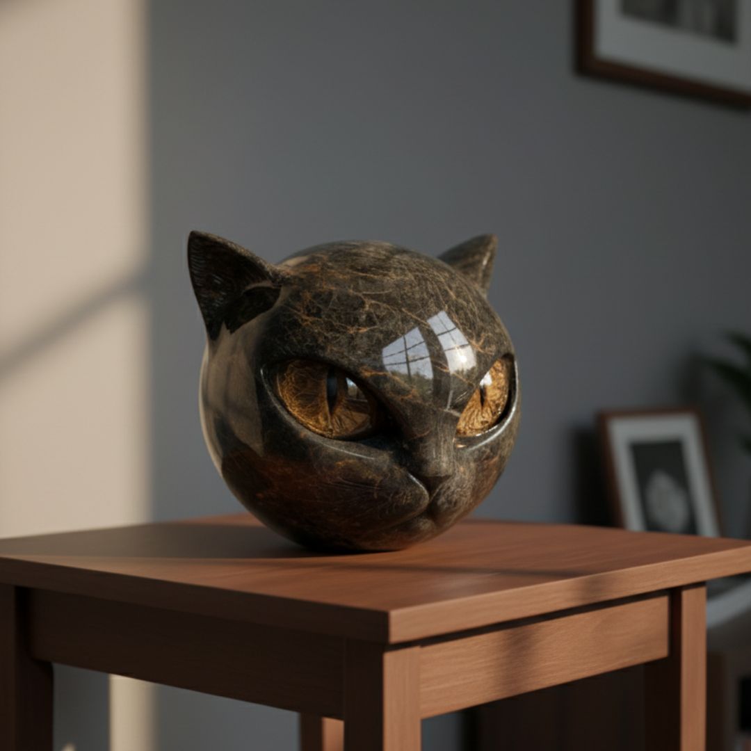 Mystica – Chat gardien noir en pierre