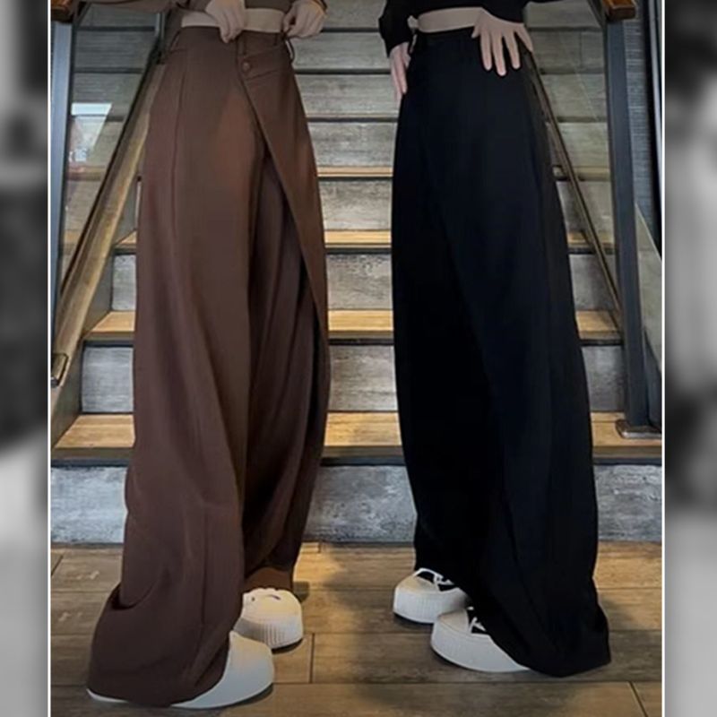 Pantalon large à jambes longues avec patchwork irrégulier à la mode pour femme