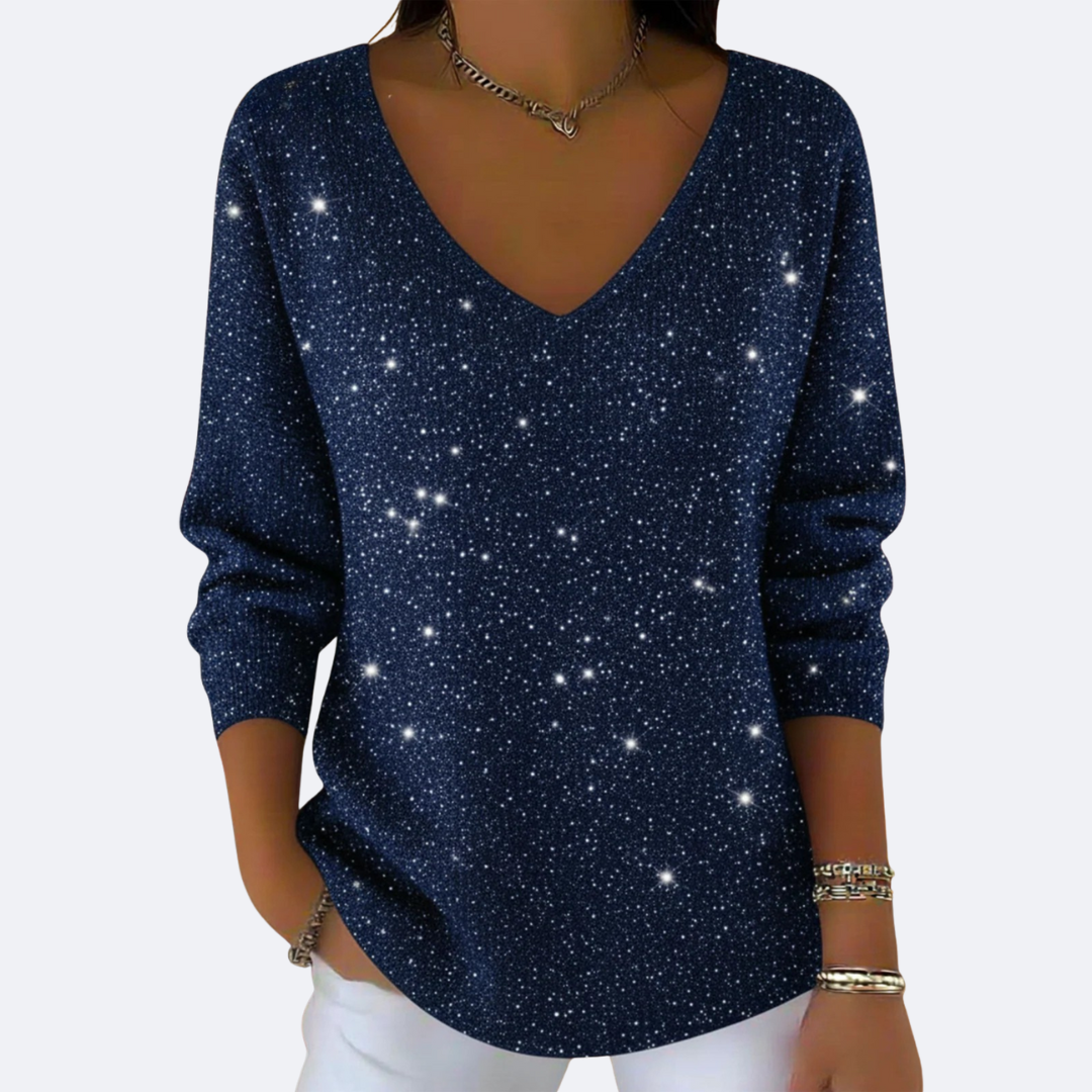 GIULIA - Pull V-Neck Élegant avec Glitter