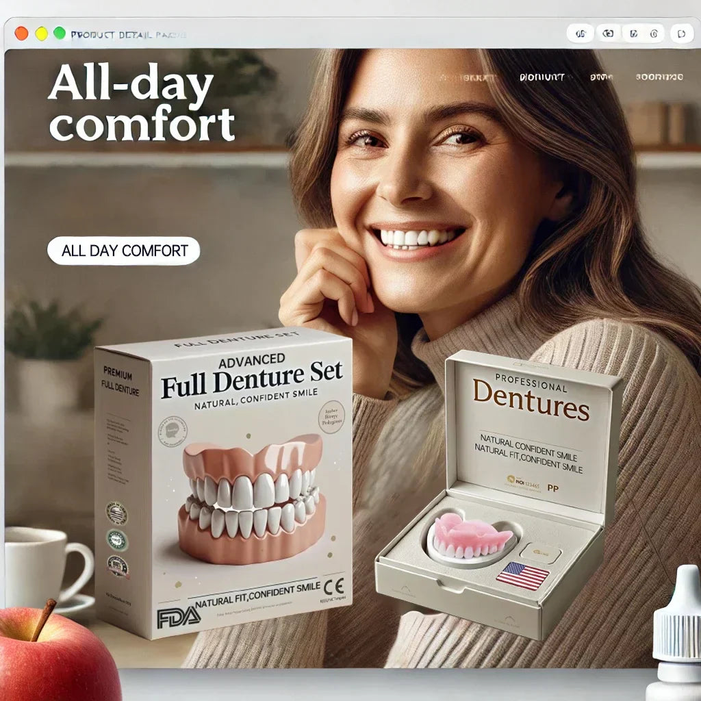 NESLEMY – Ensemble de prothèses dentaires sur mesure pour maxillaire supérieur et inférieur