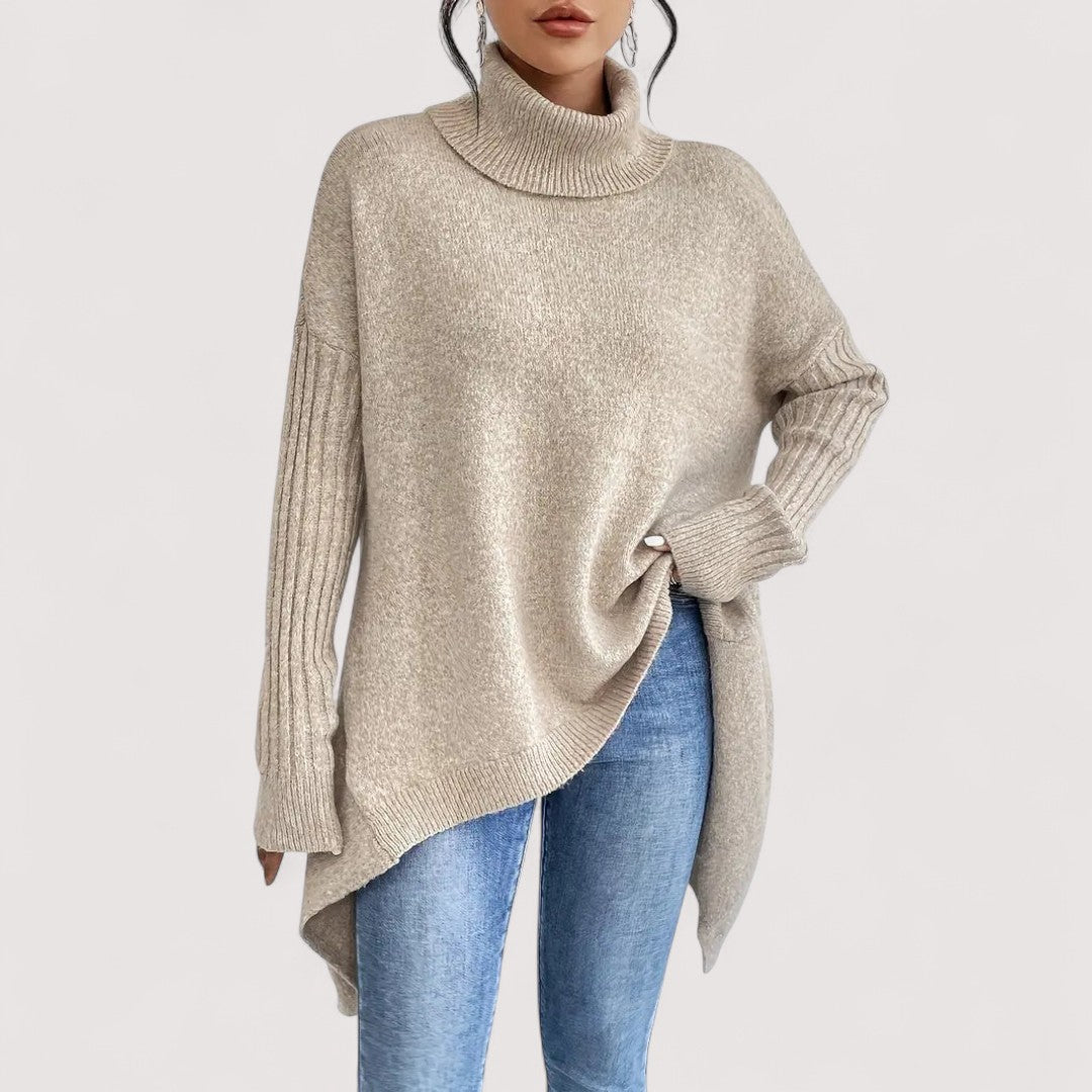 Patricia – Pull à Col Montant Long et Élégant