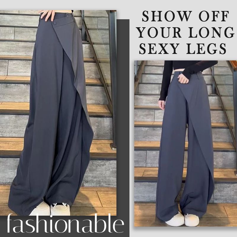Pantalon large à jambes longues avec patchwork irrégulier à la mode pour femme