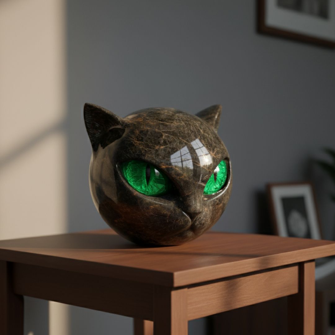 Mystica – Chat gardien noir en pierre