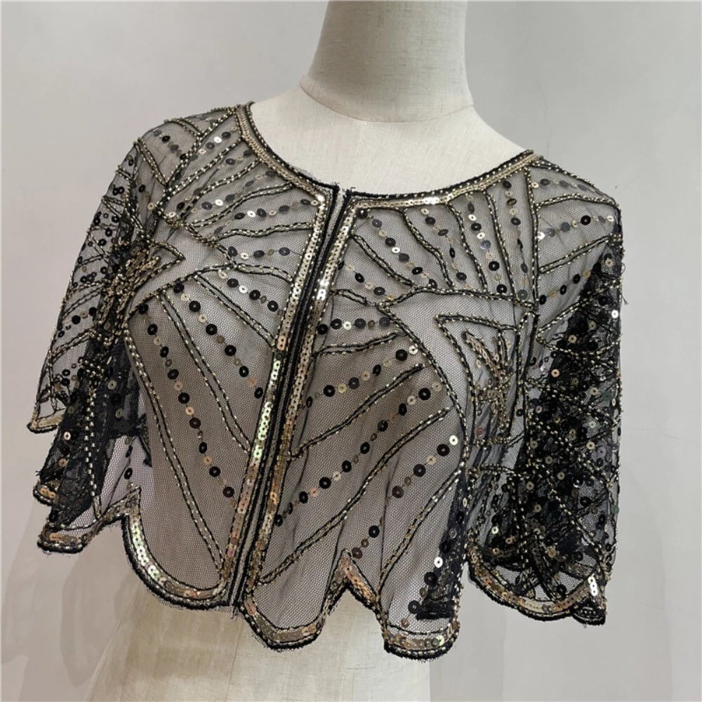 Étole en dentelle vintage avec perles