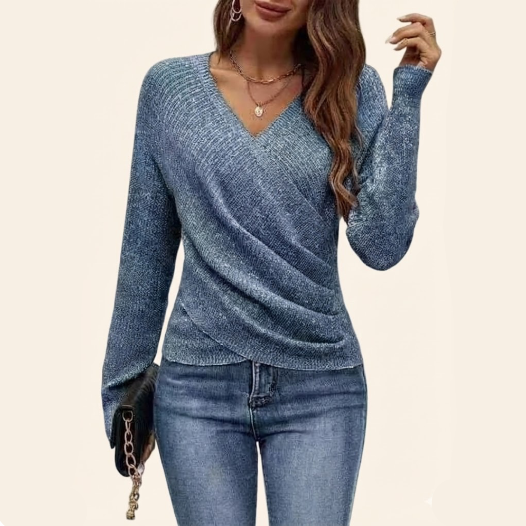 Clarissa   -  top elegante avvolgente con scollo a v