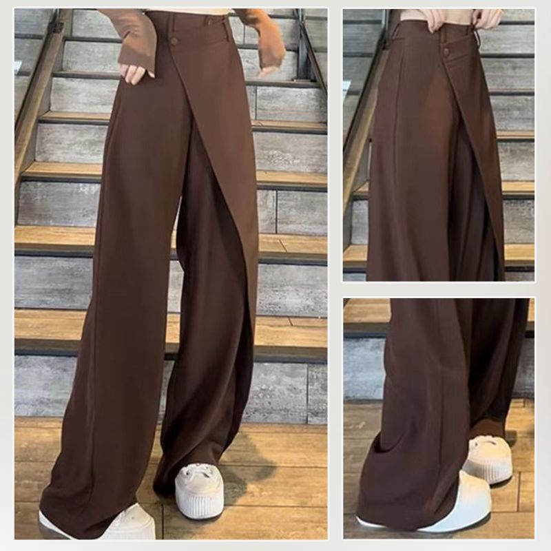 Pantalon large à jambes longues avec patchwork irrégulier à la mode pour femme