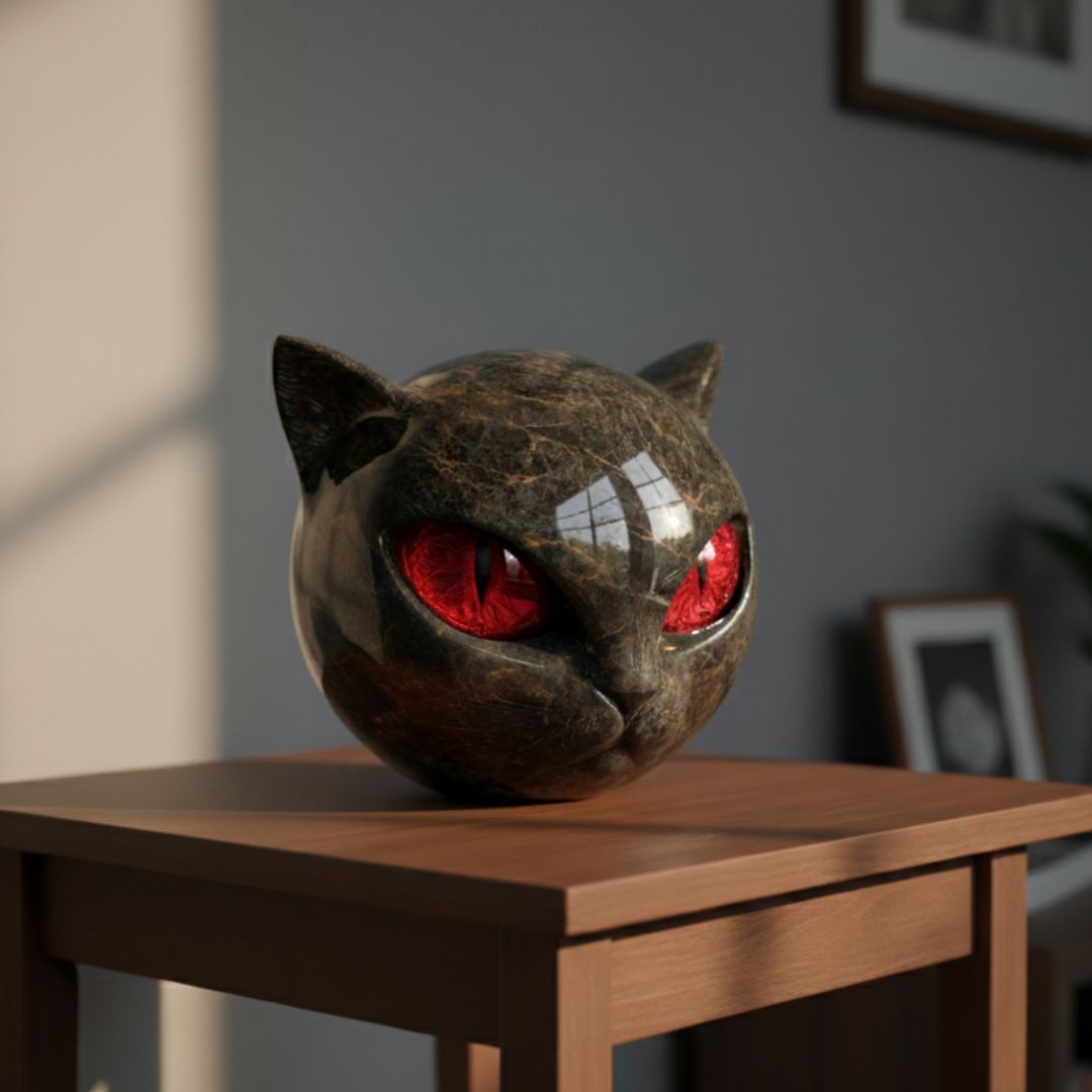 Mystica – Chat gardien noir en pierre