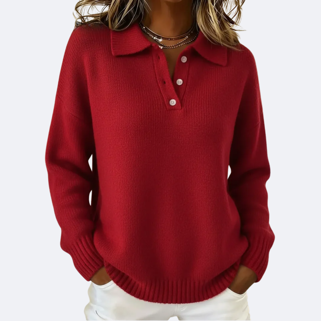 OLIVIA - Pull Doux avec Col Col Polo