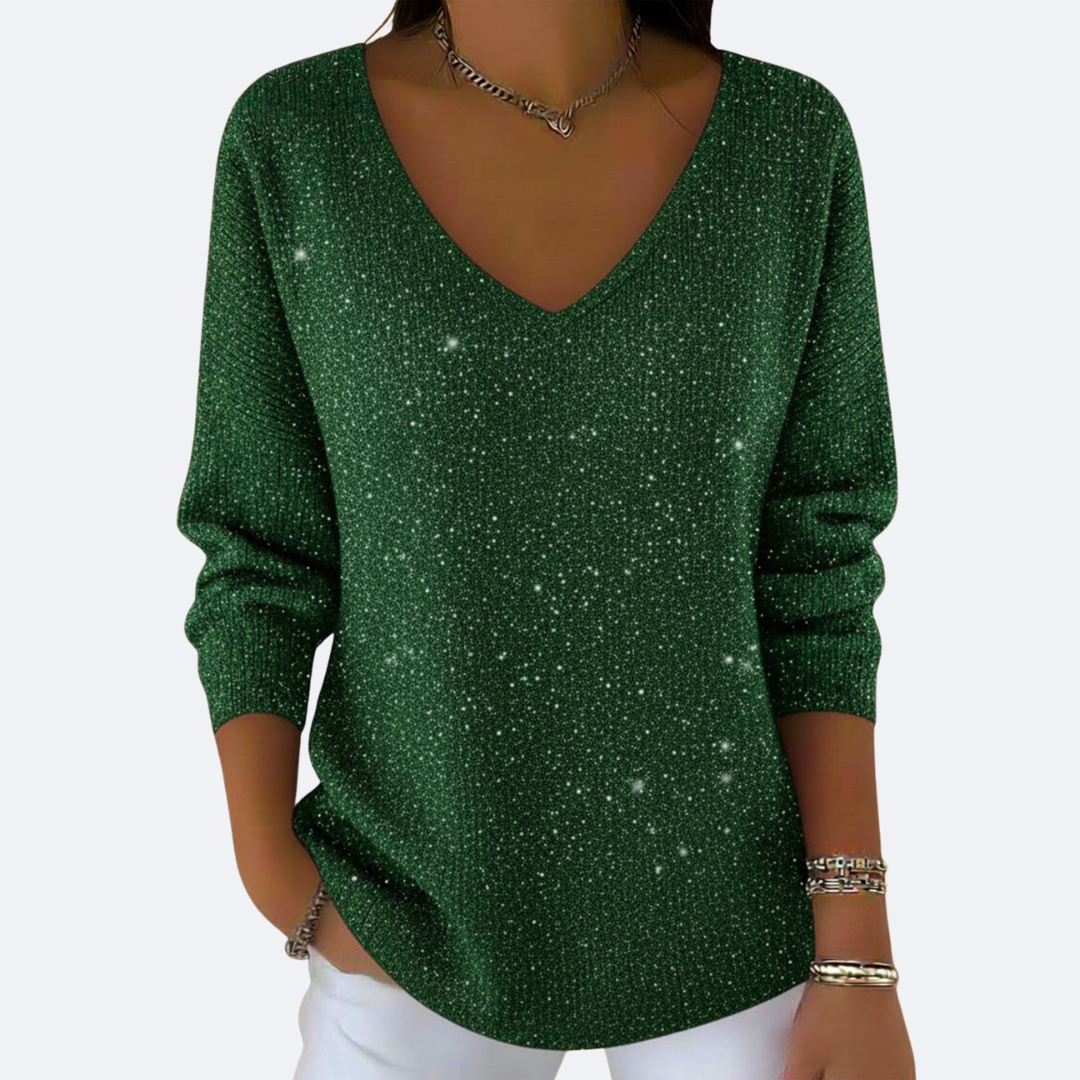 GIULIA - Pull V-Neck Élegant avec Glitter