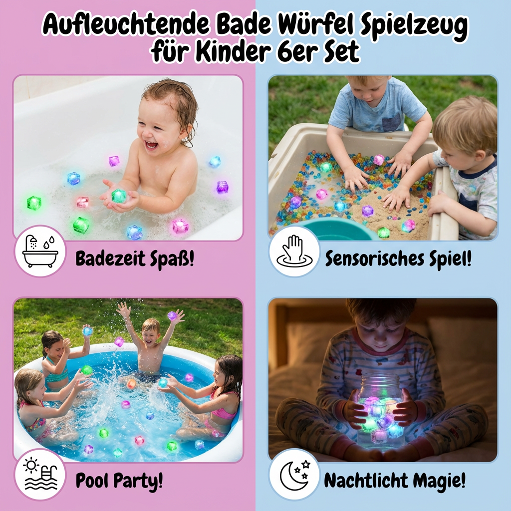 Cubi da bagno luminosi per bambini Set da 6