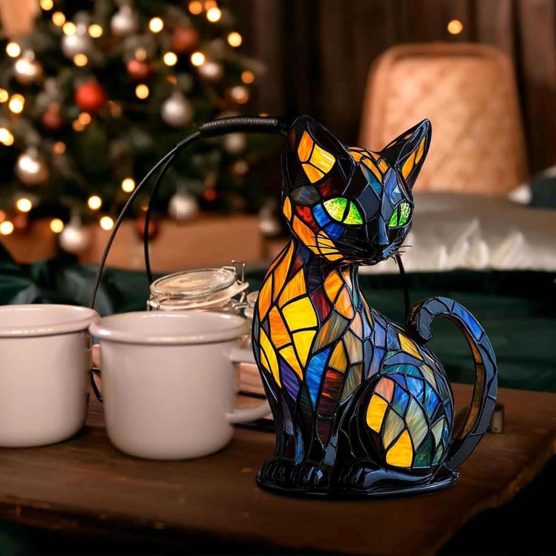 Lampe chat lumineuse artisanale