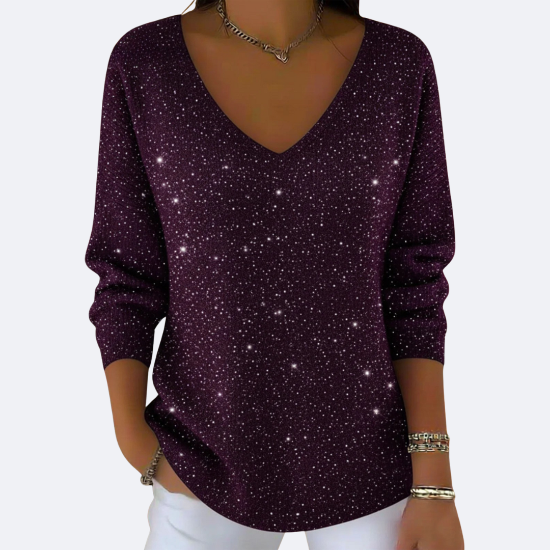 GIULIA - Pull V-Neck Élegant avec Glitter
