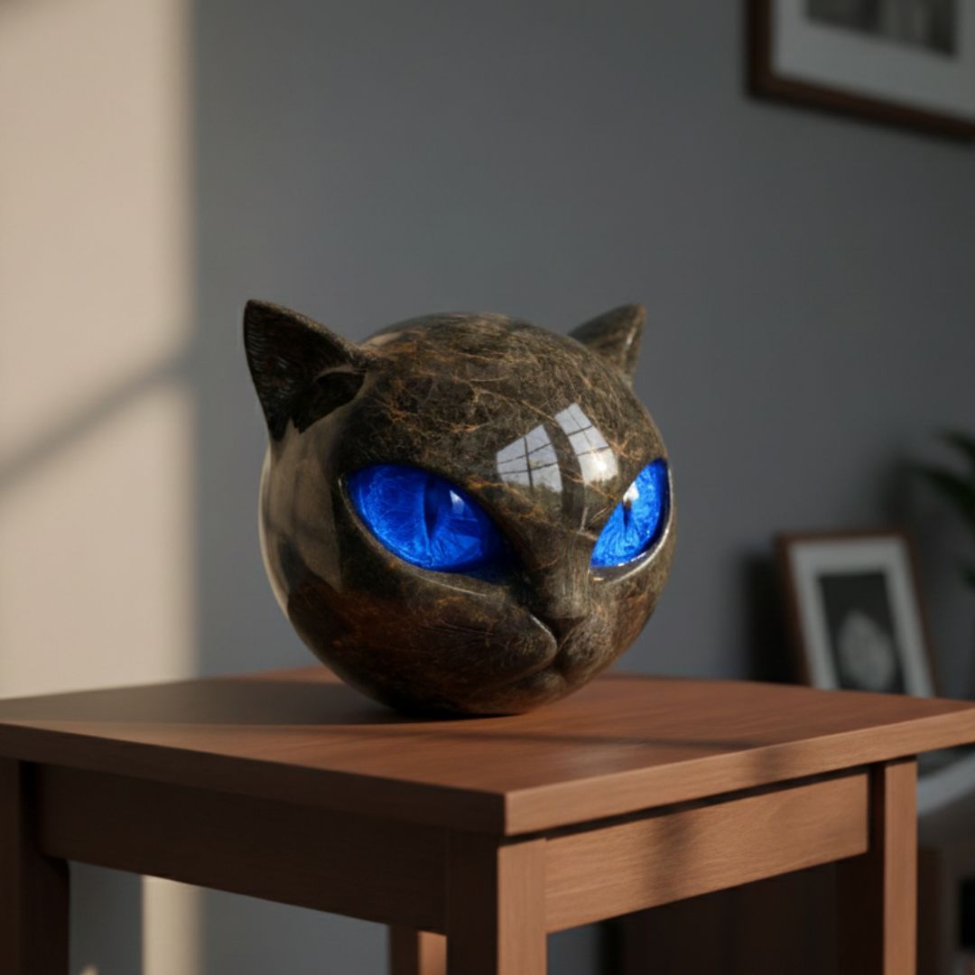 Mystica – Chat gardien noir en pierre