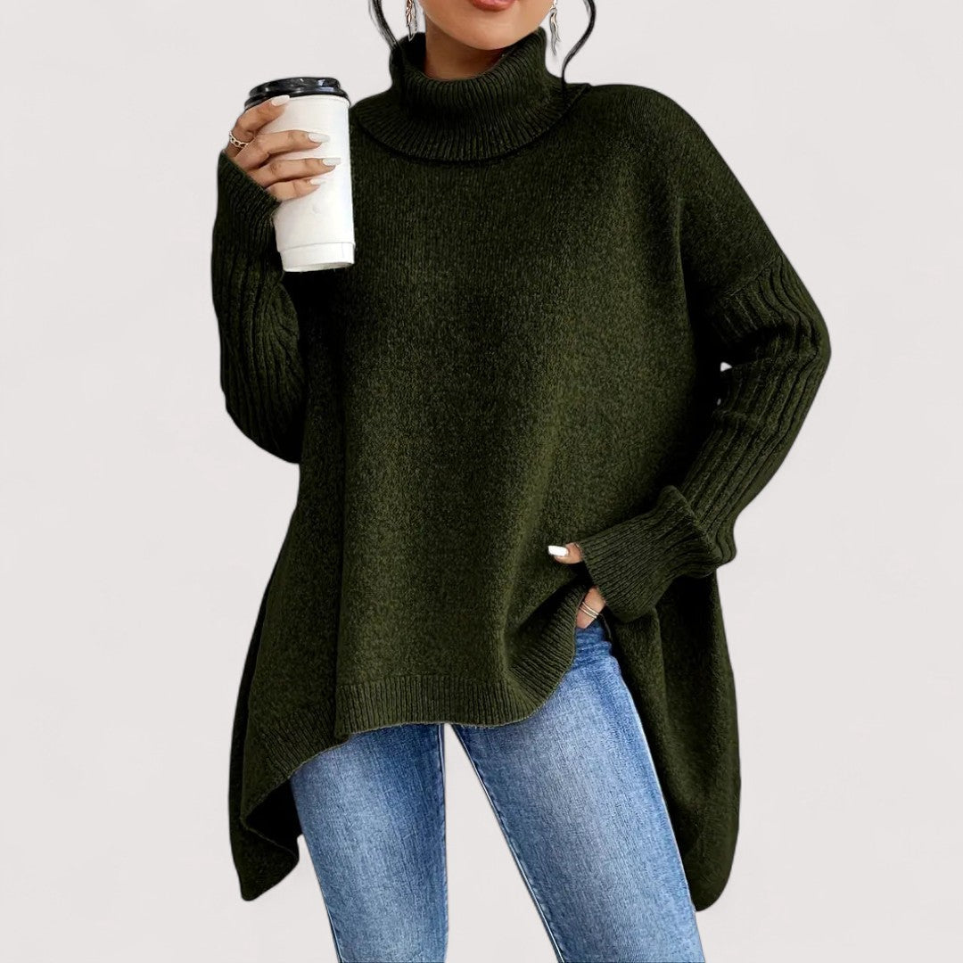 Patricia – Pull à Col Montant Long et Élégant