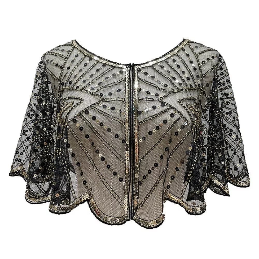 Étole en dentelle vintage avec perles