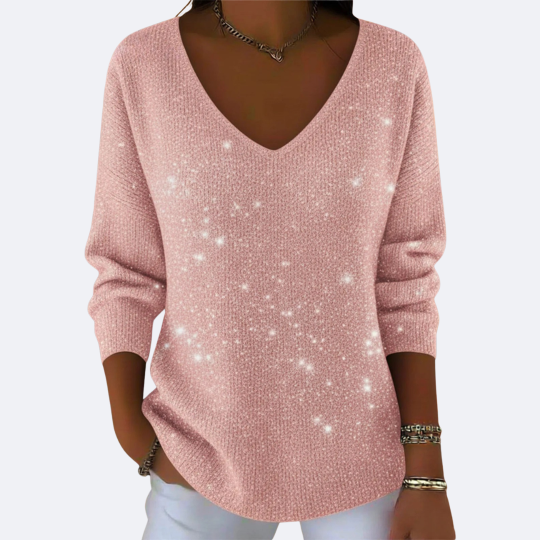 GIULIA - Pull V-Neck Élegant avec Glitter
