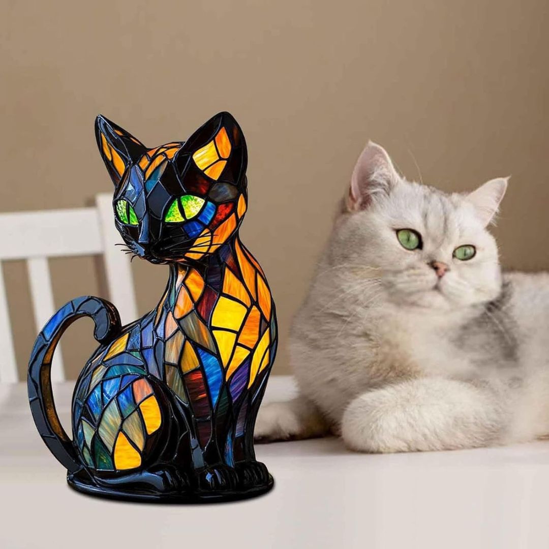 Lampe chat lumineuse artisanale