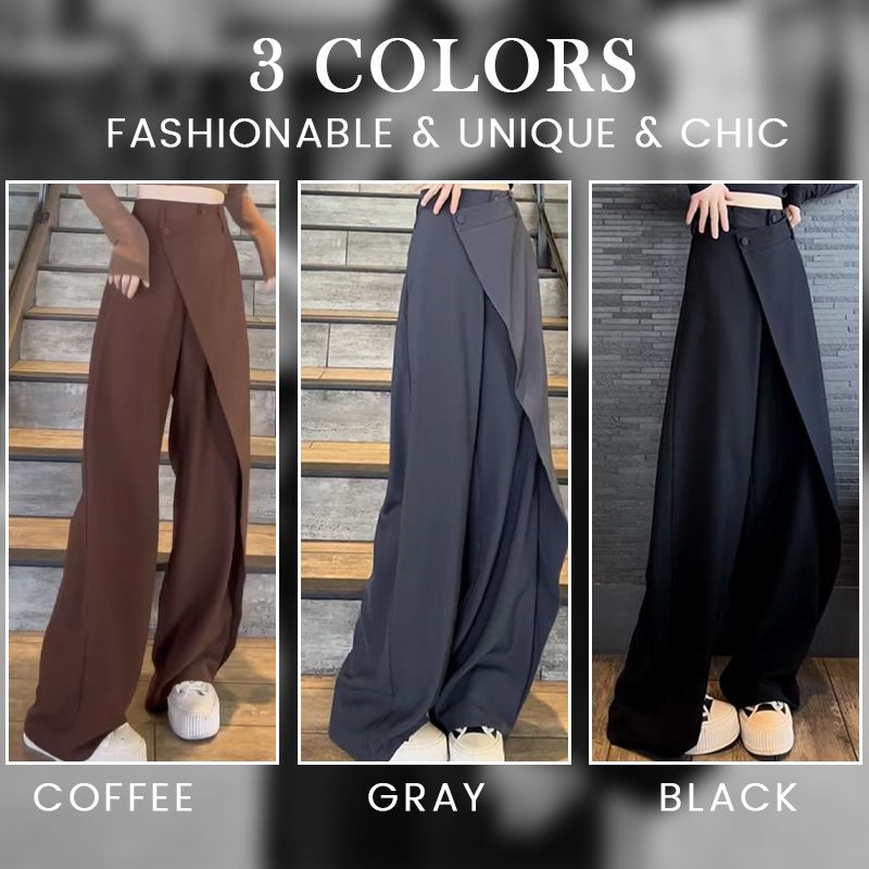 Pantalon large à jambes longues avec patchwork irrégulier à la mode pour femme