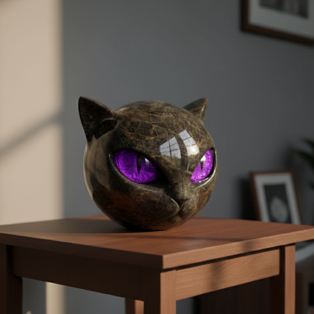 Mystica – Chat gardien noir en pierre