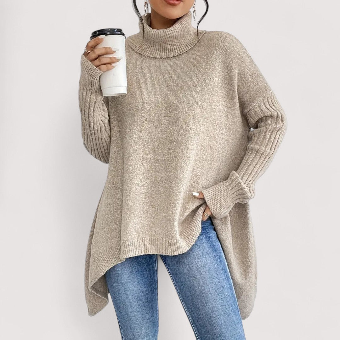 Patricia – Pull à Col Montant Long et Élégant