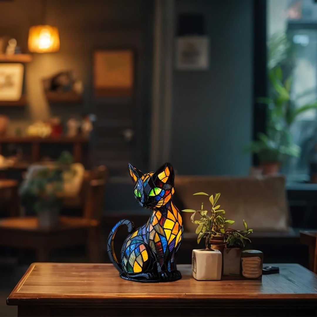 Lampe chat artisanale lumineuse