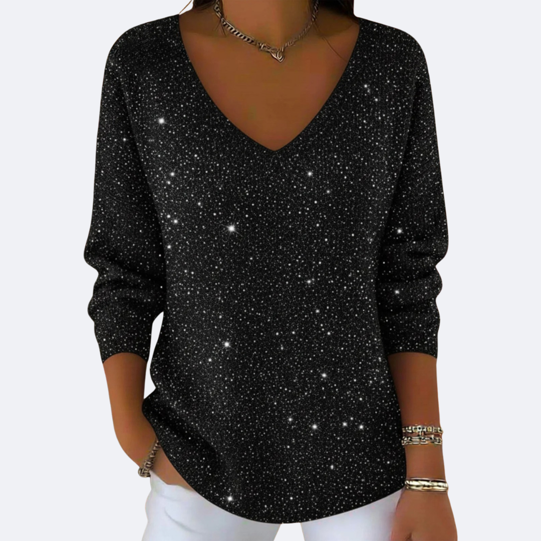 GIULIA - Pull V-Neck Élegant avec Glitter