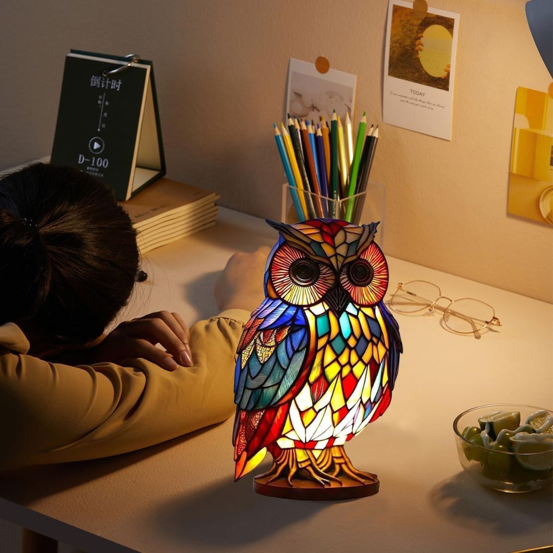 Lampe hibou lumineuse artisanale
