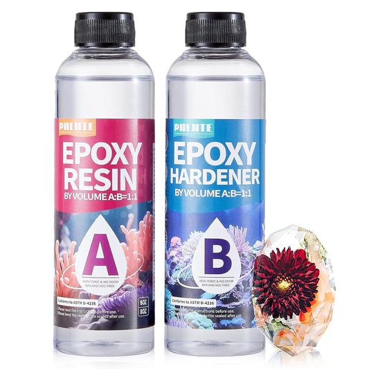Kit de résine époxy et durcisseur transparents et cristallins – Colle transparente en goutte, créativité illimitée !