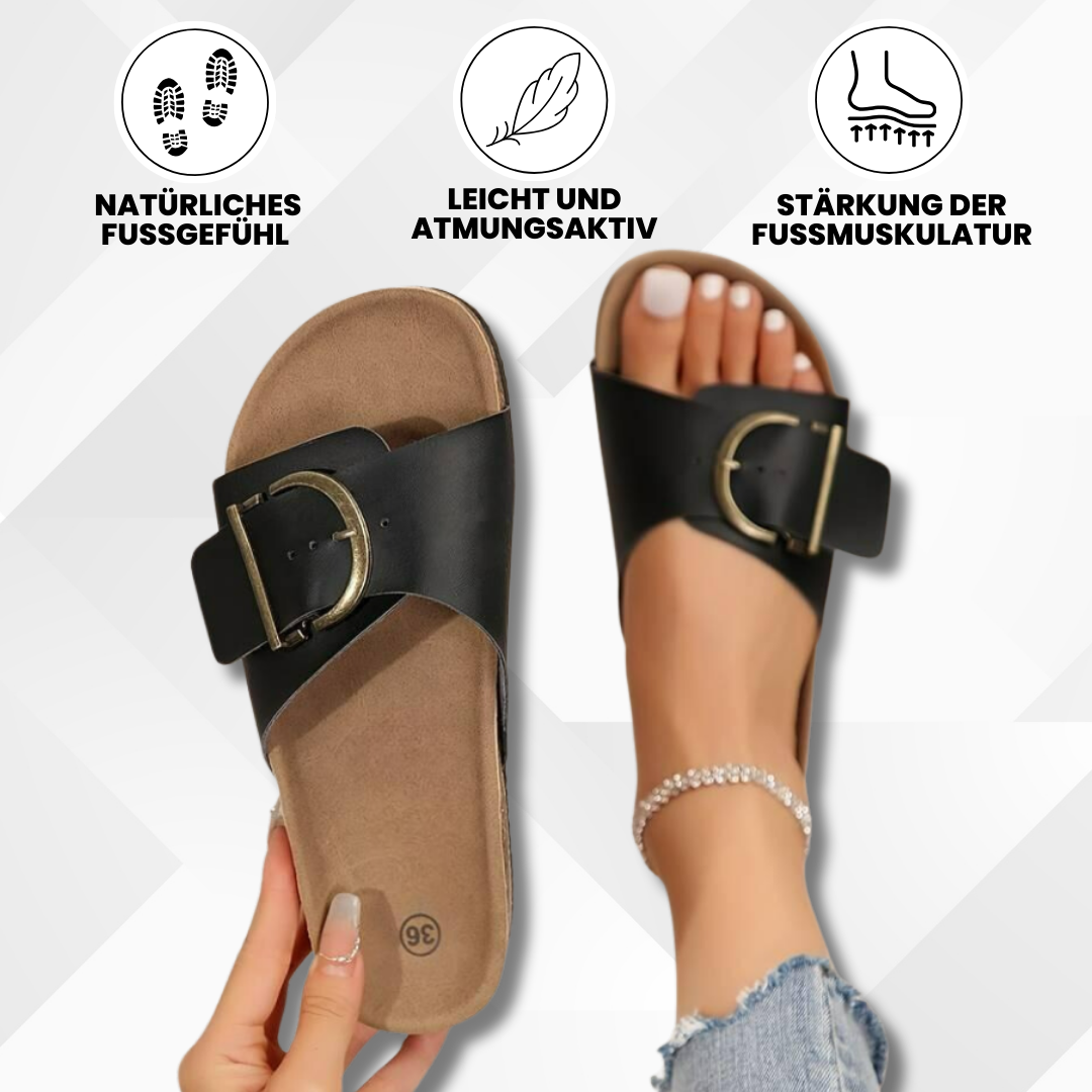 OrthoMia – Sandales en liège avec boucles pour femme