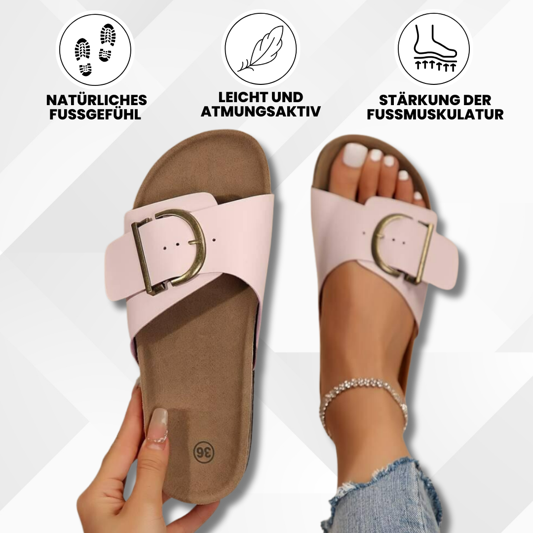 OrthoMia – Sandales en liège avec boucles pour femme