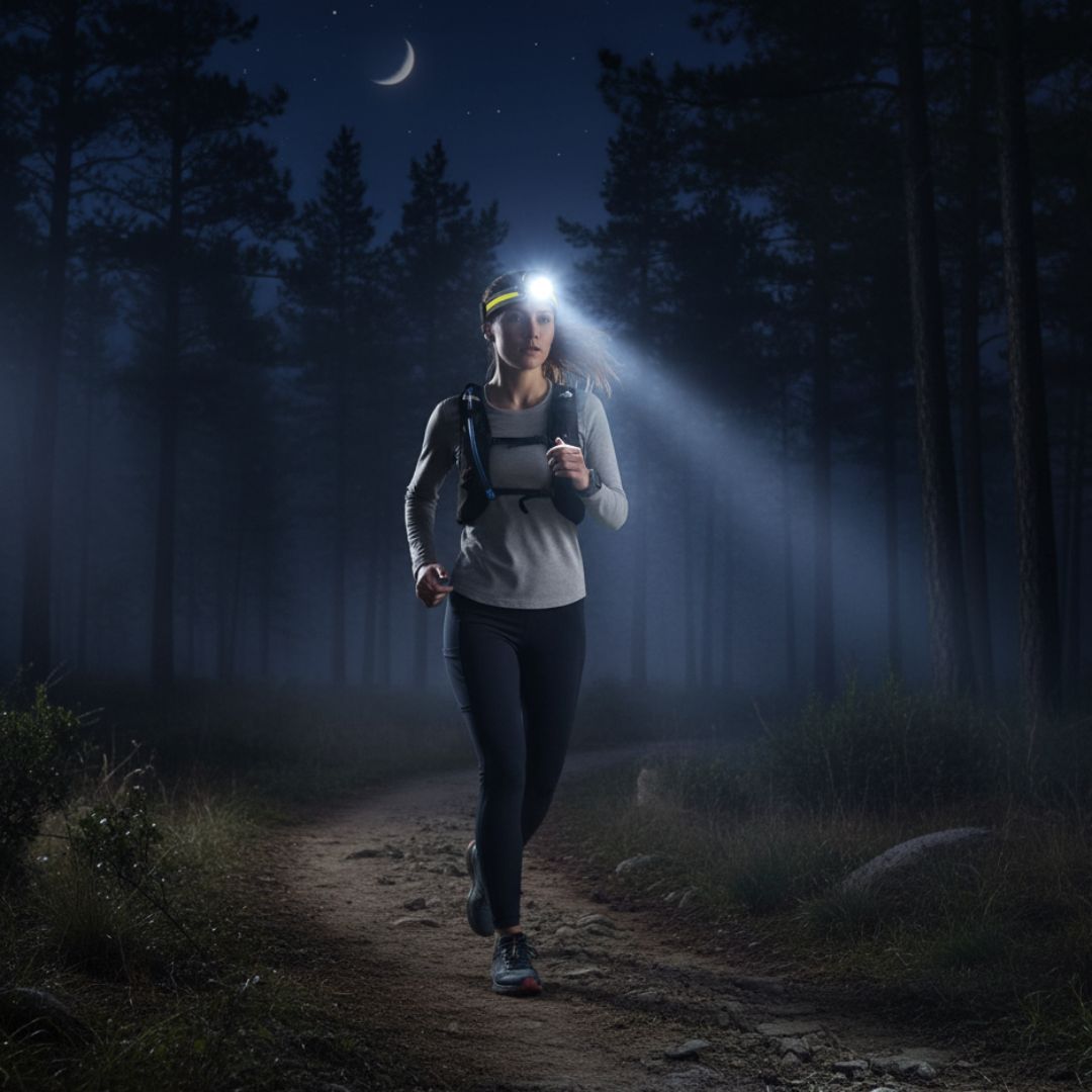Lampe frontale LED 1000 lumens avec mode lumière rouge