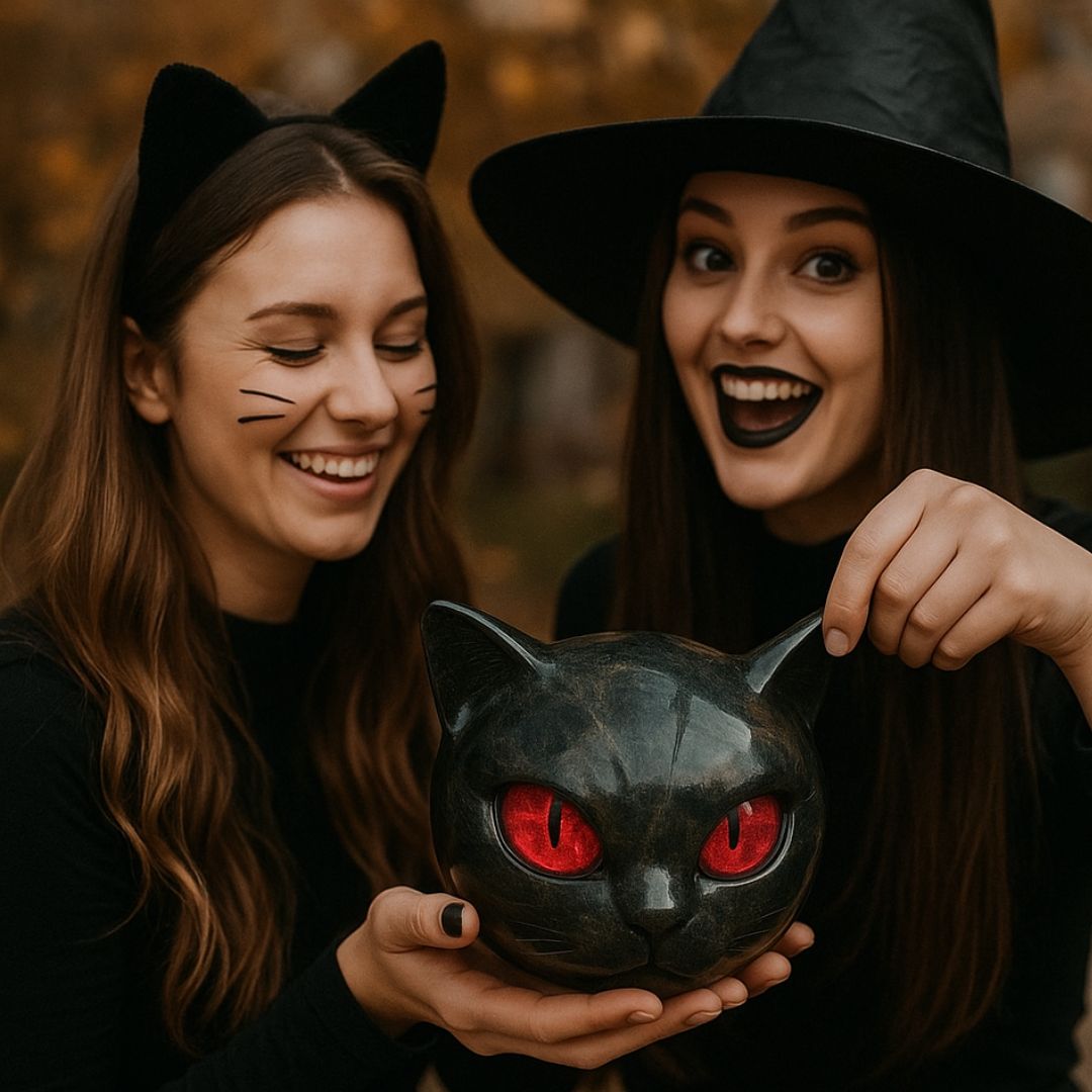 Mystica – Chat gardien noir en pierre