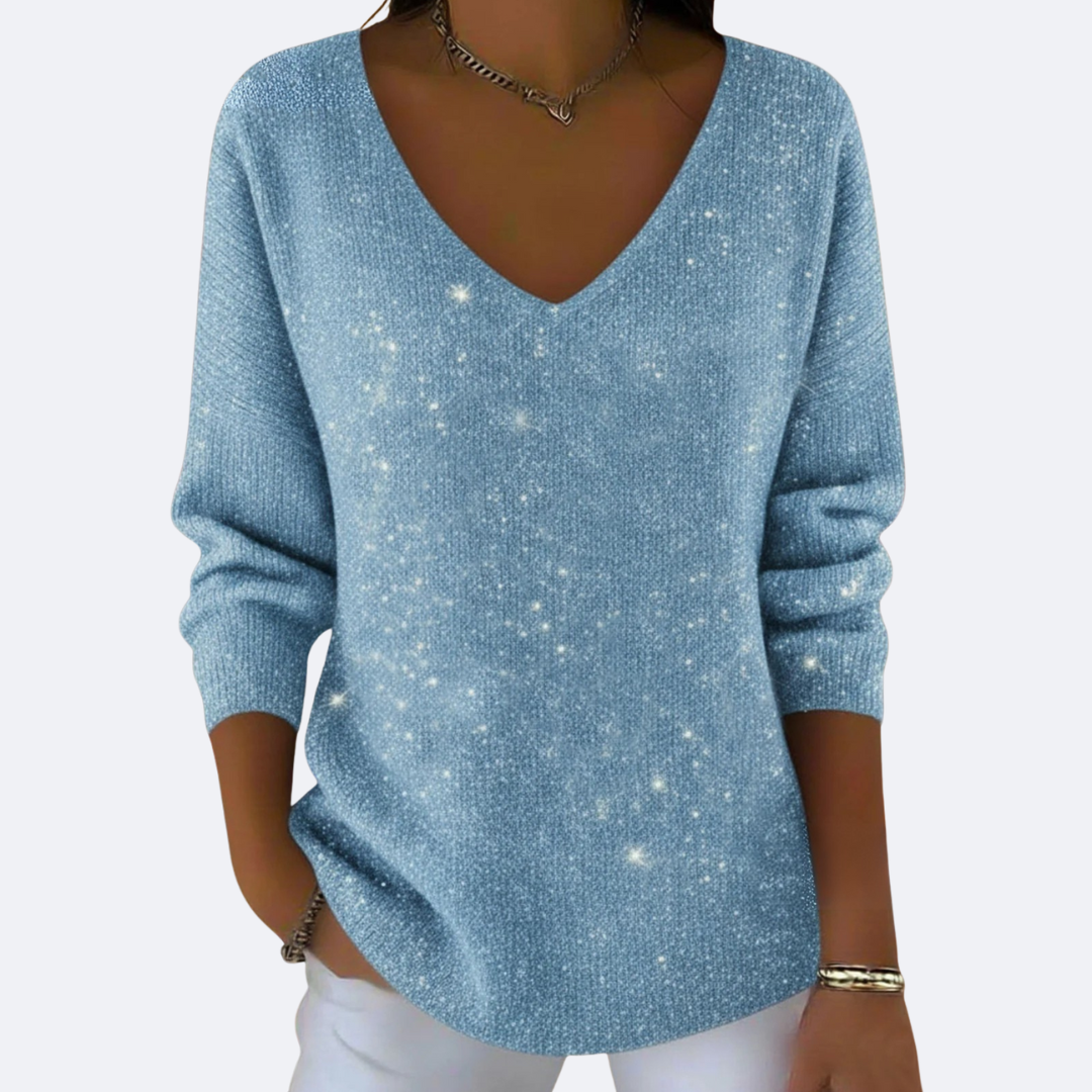 GIULIA - Pull V-Neck Élegant avec Glitter