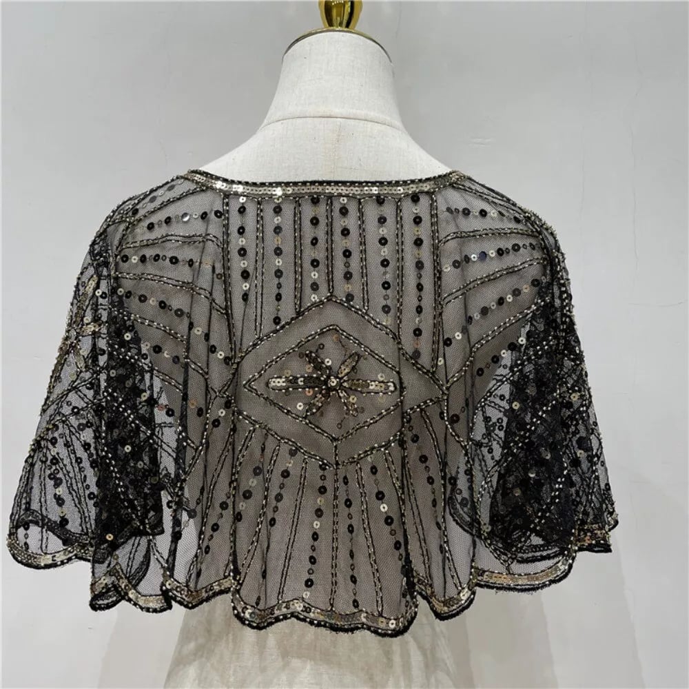 Étole en dentelle vintage avec perles