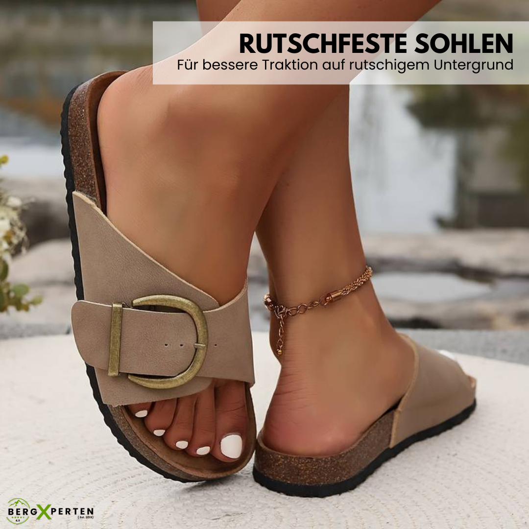 OrthoMia – Sandales en liège avec boucles pour femme