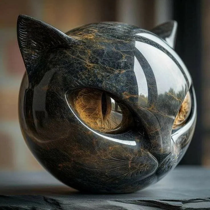 Mystica – Chat gardien noir en pierre